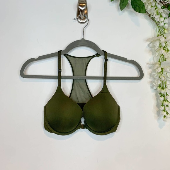 Victoria's Secret Other - VICTORIA'S SECRET racerback push up bra front clasp forest green size 32D